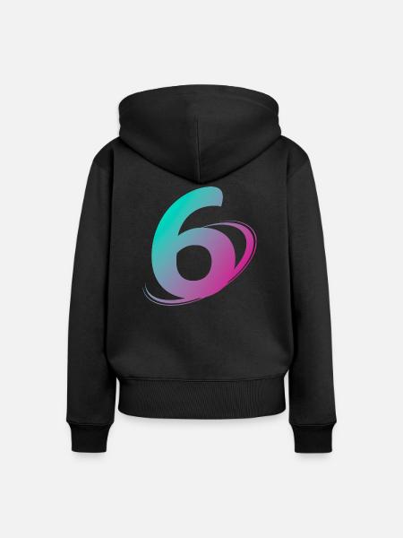 Nummer 6 mehrfarbig - Frauen Premium Bio Zip Hoodie - Schwarz