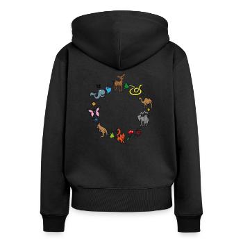 Cute Animals in the Circle Doodle - Women's Premium Organic Zip Hoodie - black - Back - Julia (174cm)