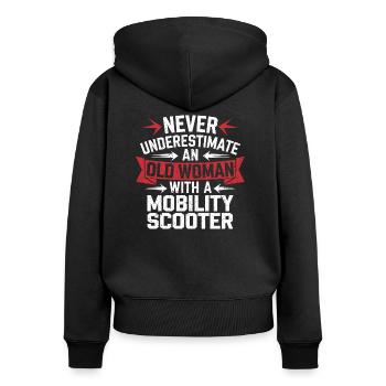 Stolz auf Erfahrung und Power - Frauen Premium Bio Zip Hoodie - Schwarz - Hinten - Julia (174cm)