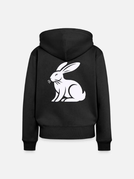 hase kaninchen - Frauen Premium Bio Zip Hoodie - Schwarz