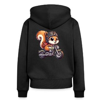 Motorrad Gurken Abenteuer Freiheit - Frauen Premium Bio Zip Hoodie - Schwarz - Hinten - Julia (174cm)
