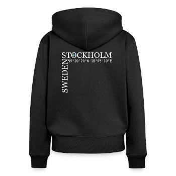 Stockholm Sweden Schweden Skandinavien - Frauen Premium Bio Zip Hoodie - Schwarz - Hinten - Julia (174cm)