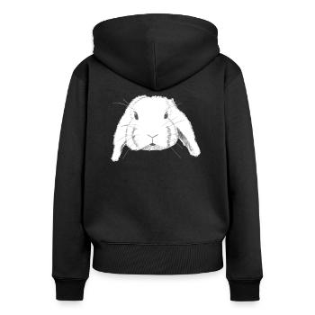 Widder Kaninchen Zeichnung - Frauen Premium Bio Zip Hoodie - Schwarz - Hinten - Julia (174cm)