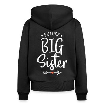 future big sister geschenk geburt große Schwester - Frauen Premium Bio Zip Hoodie - Schwarz - Hinten - Julia (174cm)