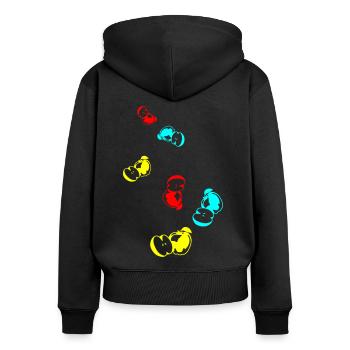 Apfel icon vitamine - Frauen Premium Bio Zip Hoodie - Schwarz - Hinten - Julia (174cm)