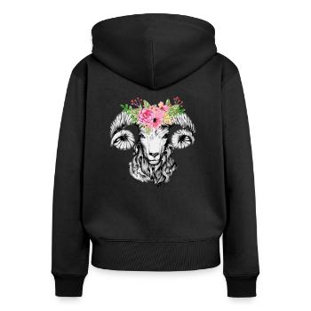 Watercolor Aries - Women's Premium Organic Zip Hoodie - black - Back - Julia (174cm)