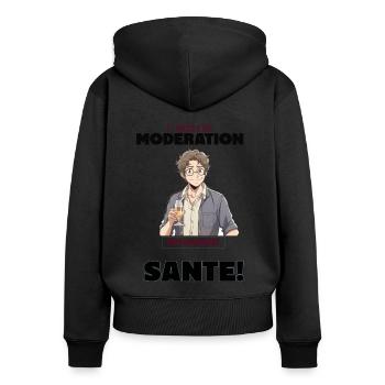 humour apero excès de moderation mauvais - Sweat à capuche zippé Premium bio Femme - noir - Dos - Julia (174cm)
