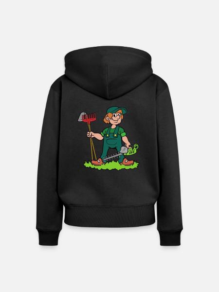 Gärtner mit Heckenschere - Frauen Premium Bio Zip Hoodie - Schwarz