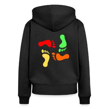 empreintes - Sweat à capuche zippé Premium bio Femme - noir - Dos - Julia (174cm)