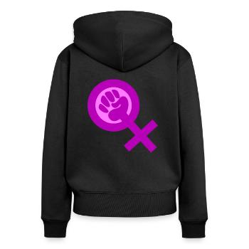 Pussy power Droits des femmes - Sweat à capuche zippé Premium bio Femme - noir - Dos - Julia (174cm)