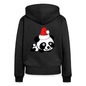 Panda Christmas sweet panda bear advent - Women's Premium Organic Zip Hoodie - black - Back - Julia (174cm)