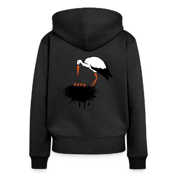 Cigogne et son nid avec des graffitis de progéniture - Sweat à capuche zippé Premium bio Femme - noir - Dos - Julia (174cm)