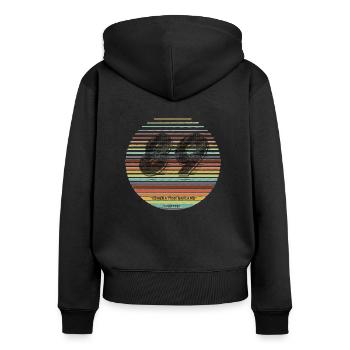 Génération vignette 1989 - Sweat à capuche zippé Premium bio Femme - noir - Dos - Julia (174cm)