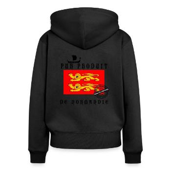 PUR PRODUIT DE NORMANDIE - Sweat à capuche zippé Premium bio Femme - noir - Dos - Julia (174cm)