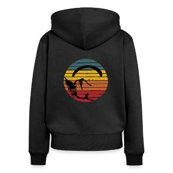 Parapente Parapente Montagnes Vintage - Sweat à capuche zippé Premium bio Femme - noir - Dos - Julia (174cm)