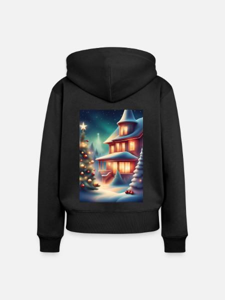 Wunderschöne Weihnachtszeit - Frauen Premium Bio Zip Hoodie - Schwarz