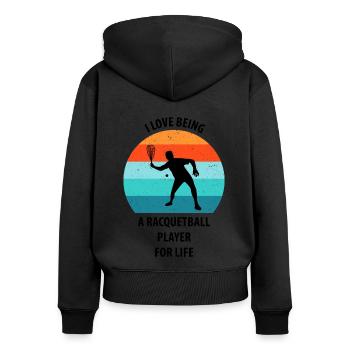 Racqueetball - Women's Premium Organic Zip Hoodie - black - Back - Julia (174cm)