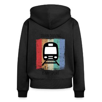Train Railway Railroad Worker Trains Train Driver - Women's Premium Organic Zip Hoodie - black - Back - Julia (174cm)