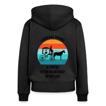 Coachman Carriage Horse-drawn carriage Coffee - Women's Premium Organic Zip Hoodie - black - Back - Julia (174cm)