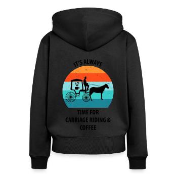 Kutscher Kutsche Pferdekutscher Kaffee - Frauen Premium Bio Zip Hoodie - Schwarz - Hinten - Julia (174cm)