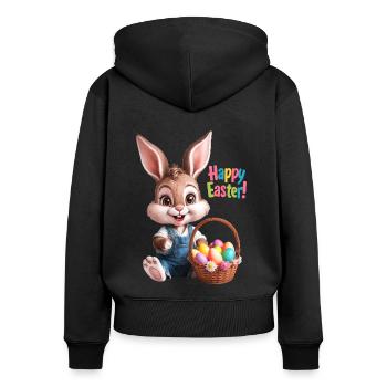 Lapin de Pâques, Oeuf de Pâques, Lapin de Pâques, Doux, Fête de Pâques - Sweat à capuche zippé Premium bio Femme - noir - Dos - Julia (174cm)