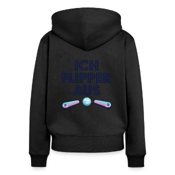 ICH FLIPPER AUS Geschenk Pinball Flipperkugel - Frauen Premium Bio Zip Hoodie - Schwarz - Hinten - Julia (174cm)