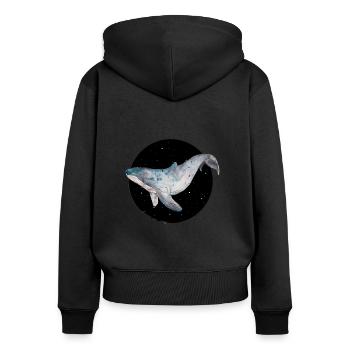 Space Whale - Frauen Premium Bio Zip Hoodie - Schwarz - Hinten - Julia (174cm)