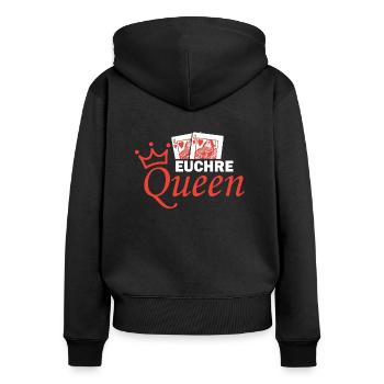 Conception de jeux de cartes Euchre Queen - Sweat à capuche zippé Premium bio Femme - noir - Dos - Julia (174cm)