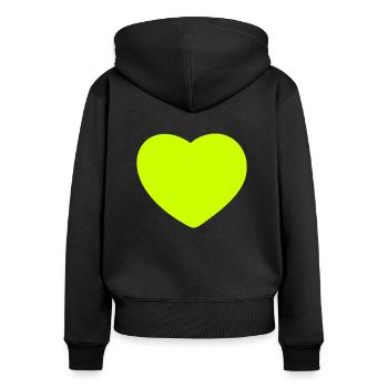 Herz gelb - Frauen Premium Bio Zip Hoodie - Schwarz - Hinten - Julia (174cm)