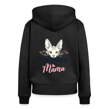 Sphynx chat Sphynx chat - Sweat à capuche zippé Premium bio Femme - noir - Dos - Julia (174cm)