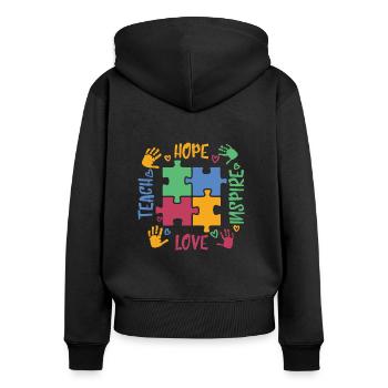 Autismus autist Autismus Autismus - Frauen Premium Bio Zip Hoodie - Schwarz - Hinten - Julia (174cm)
