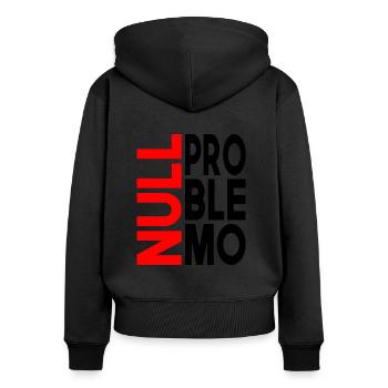 NULL PROBLEMO 90er Neunziger Geschenk Geburtstag - Frauen Premium Bio Zip Hoodie - Schwarz - Hinten - Julia (174cm)