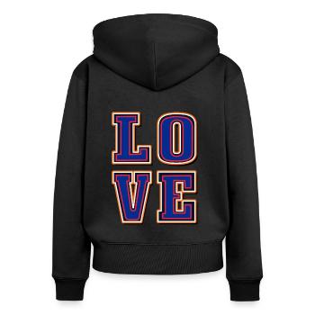 Love Blue-Liebe. Amore - Valentinstag - Frauen Premium Bio Zip Hoodie - Schwarz - Hinten - Julia (174cm)
