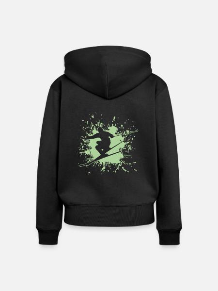 Skiing Ski - Frauen Premium Bio Zip Hoodie - Schwarz