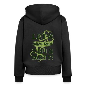 Let's sham-rock this party. - Women's Premium Organic Zip Hoodie - black - Back - Julia (174cm)