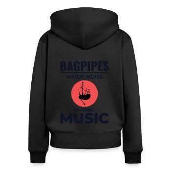 Instrument de joueur de cornemuse Musique écossaise - Sweat à capuche zippé Premium bio Femme - noir - Dos - Julia (174cm)