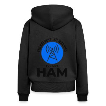 Amateur Ham Radio Operator Radio Waves Frequency - Women's Premium Organic Zip Hoodie - black - Back - Julia (174cm)
