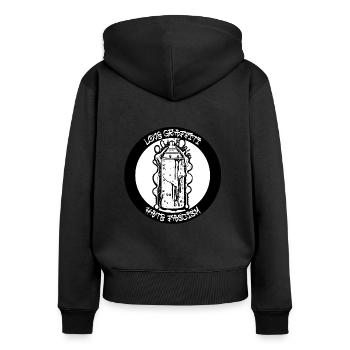AMOUR GRAFFITI HAINE FASCISME - Sweat à capuche zippé Premium bio Femme - noir - Dos - Julia (174cm)