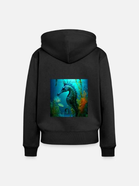 Nebelozean, Meereslebewesen - Frauen Premium Bio Zip Hoodie - Schwarz