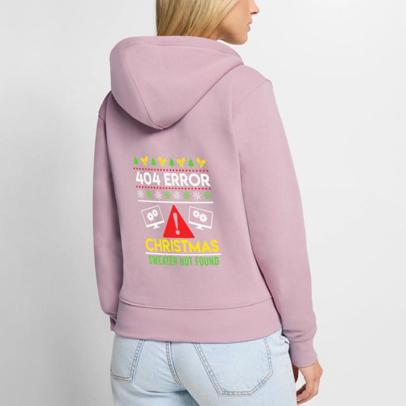 404 Error Ugly Chritsmas Coder Programmer Code Women's Premium Organic Zip Hoodie