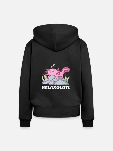 Relaxolotl - Frauen Premium Bio Zip Hoodie - Schwarz