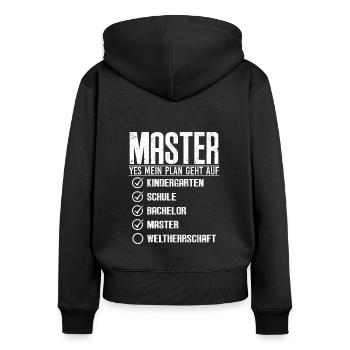 Master Abschluss 2022 dann Weltherrschaft - Frauen Premium Bio Zip Hoodie - Schwarz - Hinten - Julia (174cm)