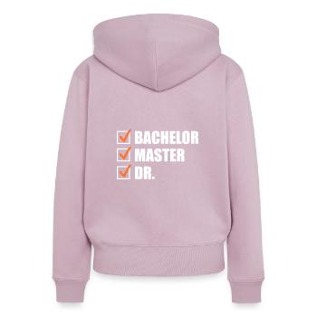 Doctorat 2022 Thèse de doctorat - Sweat à capuche zippé Premium bio Femme - rose poudré - Dos - Julia (174cm)