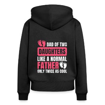 Papa 2 Töchter - Frauen Premium Bio Zip Hoodie - Schwarz - Hinten - Julia (174cm)