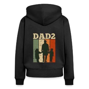 Vater 2 Kinder Papa 2 Söhn 2 Töchter Herren - Frauen Premium Bio Zip Hoodie - Schwarz - Hinten - Julia (174cm)