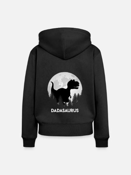 Papasaurus Papa Vater - Frauen Premium Bio Zip Hoodie - Schwarz