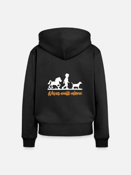 Pferd Hund Reiterin Pferde Mädchen - Frauen Premium Bio Zip Hoodie - Schwarz