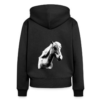 Pferd Reitsport Pony Reiterin Pferdemädchen - Frauen Premium Bio Zip Hoodie - Schwarz - Hinten - Julia (174cm)