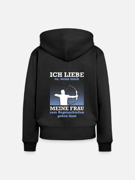 Ehemann Bogenschützen Papa Bogenschießen - Frauen Premium Bio Zip Hoodie - Schwarz