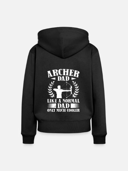 Cooler Bogenschützen Papa Bogenschießen - Frauen Premium Bio Zip Hoodie - Schwarz
